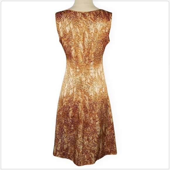 Beth Bowley Anthropologie Animal Print Silk Empire Brushed Copper Beaded Dress 4 - Picture 5 of 6